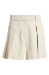 Mango Greta Pleat Front Shorts In Neutral