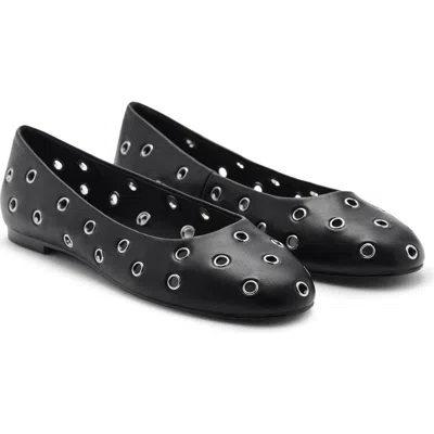 Mango Grommet Ballet Flat In Black