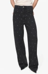Mango Grommet Barrel Jeans In Black