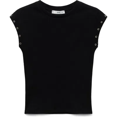 Mango Grommet Cap Sleeve T-shirt In Black