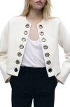 Mango Grommet Cotton Blend Jacket In White