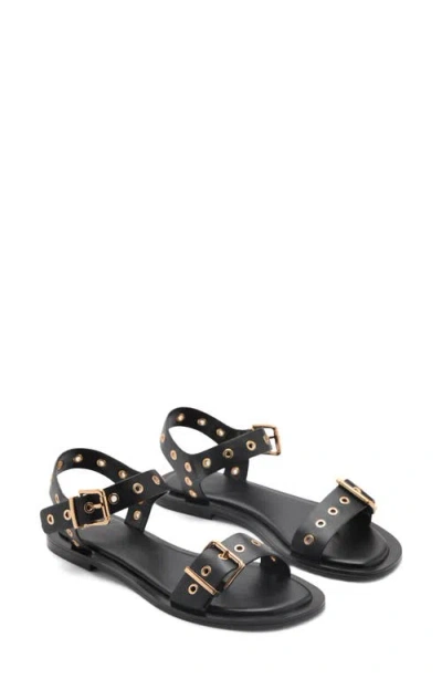 Mango Grommet Strap Sandal In Black