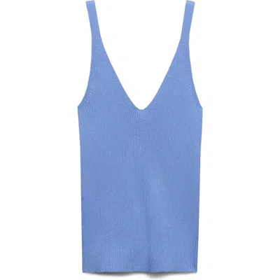 Mango Gymnastic Knit Tank Top In Light Pastel Blue