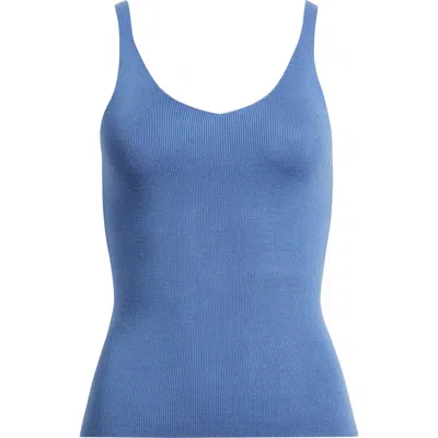 Mango Gymnastic Rib Knit Tank In Blue