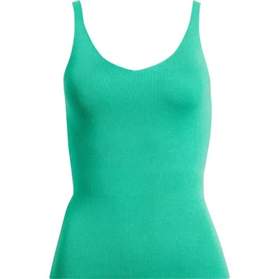 Mango Gymnastic Rib Knit Tank In Green
