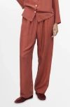 Mango Habotai Silk Pajama Pants In Orange