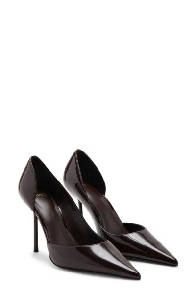 Mango Half D'orsay Pointed Toe Pump In Brown