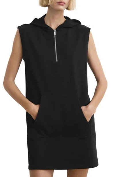 Mango Half Zip Hooded Nightgown In Black