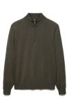 Mango Half Zip Merino Wool Sweater In Forest Green
