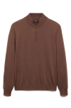 Mango Half Zip Merino Wool Sweater In Medium Brown