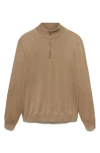 Mango Half Zip Merino Wool Sweater In Sand