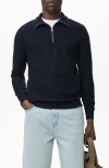 Mango Men's Zipper Collar Microstructure Sweater In Blue