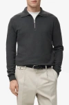 Mango Half Zip Piqué Sweater In Gray