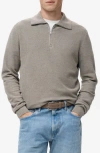 Mango Half Zip Piqué Sweater In Gray