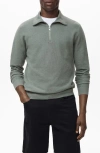 Mango Men's Zipper Collar Microstructure Sweater In Green