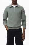 Mango Men's Zipper Collar Microstructure Sweater In Green