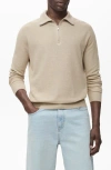 Mango Half Zip Piqué Sweater In Neutral