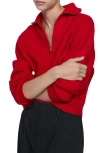 Mango Half Zip Rib Sweater In Red