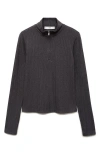 Mango Half Zip Sweater In Dark Heather Grey