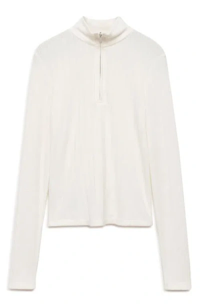 Mango Half Zip Sweater In Off White