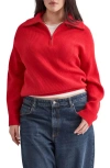 Mango Half Zip Sweater In Red