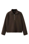 Mango Half Zip Sweatshirt In Brown
