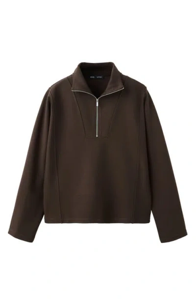 Mango Half Zip Sweatshirt In Brown