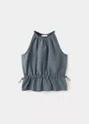 Mango Halter Blouse With Cinched Sides In Charcoal