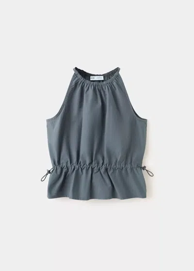 Mango Kids' Halter Blouse With Cinched Sides In Charcoal
