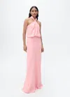 Mango Halter Dress With Back Opening Pink In Pink