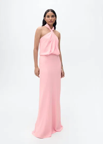Mango Halter Dress With Back Opening Pink