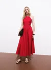 Mango Halter Dress With Crossed Back Dark Orange