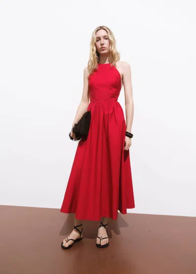 Mango Halter Dress With Crossed Back Dark Orange
