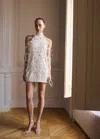 Mango Halter Dress With Feather Decoration Ecru In Écru