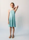 Mango Halter Dress With Panels In Sky Blue
