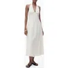 Mango Cotton Halter Neck Dropped Waist Midaxi Dress In Off White