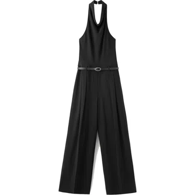 Mango Women's Belt Halter-neck Jumpsuit In Black