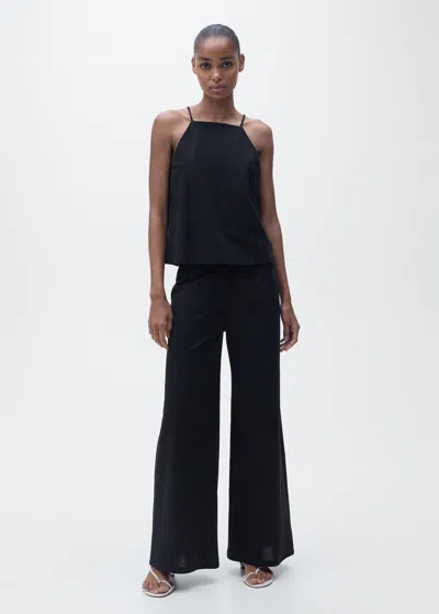 Mango Halter-neck Knitted Top In Noir