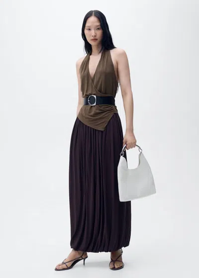 Mango Halter Neck Crossover Top Chocolate