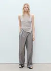 Mango Halter Neck Crossover Top Ice Grey