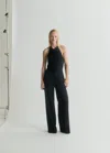 Mango Wide Leg Halter Jumpsuit In Black