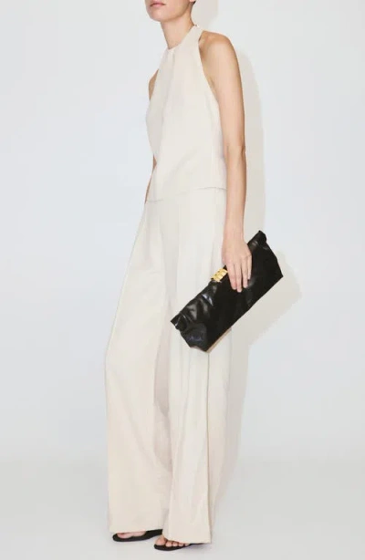 Mango Halter Neck Jumpsuit In Neutral