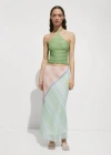Mango Halter Neck Lurex Knit Top Pastel Green In Pastel Green