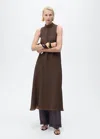 Mango Halter-neck Lyocell Dress Chocolate In Brown