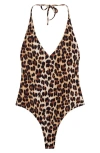Mango Halter Neck One-piece Swimsuit In Brown