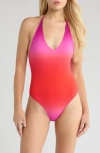 Mango Halter Neck One-piece Swimsuit In Multi