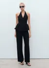 Mango Halter-neck Peplum Waistcoat Black