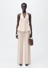 Mango Halter Neck Vest With Darts Nude In Nude