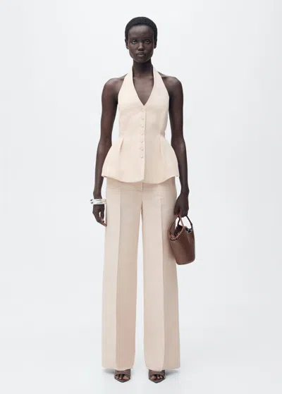 Mango Halter Neck Vest With Darts Nude
