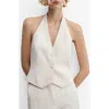 Mango Halter Suit Vest In Light Beig